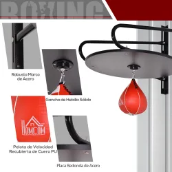Pera de Boxeo con Soporte de Pared Giratorio para Practicar Técnica y Reflejos 60x73x80 cm Negro y Rojo - Ogal.Es