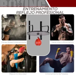 Pera de Boxeo con Soporte de Pared Giratorio para Practicar Técnica y Reflejos 60x73x80 cm Negro y Rojo - Ogal.Es