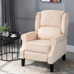 Sillón de Masaje Reclinable con Mando a Distancia 2 Zonas de Masaje y Tapizado en Tejido de Ante 78x83x101 cm Crema - Ogal.Es