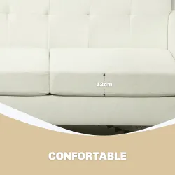 Sofá de 2 Plazas Tapizado en Lino con Reposabrazos y Patas de Madera Carga 250 kg para Dormitorio Oficina Crema - Ogal.Es