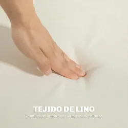 Sofá de 2 Plazas Tapizado en Lino con Reposabrazos y Patas de Madera Carga 250 kg para Dormitorio Oficina Crema - Ogal.Es
