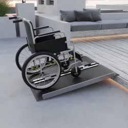 Rampa para Sillas de Ruedas Plegable de Aleación de Aluminio 91 cm con Adhesivos Reflectantes Carga 272 kg Negro - Ogal.Es