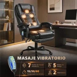 Silla de Oficina con 7 Puntos de Masaje con Reposapiés Retráctil Altura Ajustable Control Remoto y Tejido de PU ... - Ogal.Es