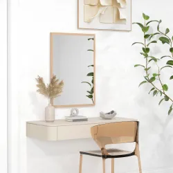 Espejo de Baño 50x70 cm Espejo de Pared Decorativo para Salón Entrada Pasillo Horizontal o Vertical Natural - Ogal.Es