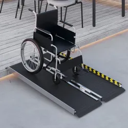 Rampa para Sillas de Ruedas Plegable de Aleación de Aluminio 122 cm con Adhesivos Reflectantes Carga 272 kg Negro - Ogal.Es