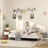 Cama para Niños de +3 Años 140x70 cm Cama Infantil de Madera Carga 80 kg para Dormitorio Blanco y Natural - Ogal.Es