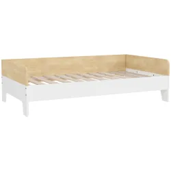 Cama para Niños de +3 Años 140x70 cm Cama Infantil de Madera Carga 80 kg para Dormitorio Blanco y Natural - Ogal.Es