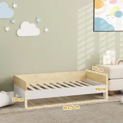 Cama para Niños de +3 Años 140x70 cm Cama Infantil de Madera Carga 80 kg para Dormitorio Blanco y Natural - Ogal.Es