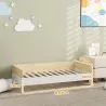 Cama para Niños de +3 Años 140x70 cm Cama Infantil de Madera Carga 80 kg para Dormitorio Blanco y Natural - Ogal.Es