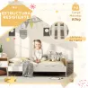 Cama para Niños de +3 Años 140x70 cm Cama Infantil de Madera Carga 80 kg para Dormitorio Blanco y Natural - Ogal.Es