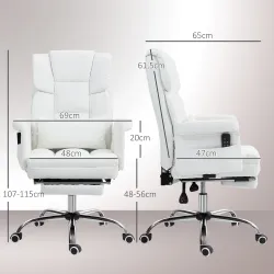Silla de Oficina con 6 Puntos de Masaje Reposapiés Retráctil Altura Ajustable Control Remoto y Soporte Lumbar 69... - Ogal.Es
