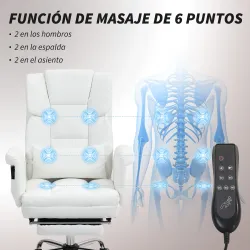 Silla de Oficina con 6 Puntos de Masaje Reposapiés Retráctil Altura Ajustable Control Remoto y Soporte Lumbar 69... - Ogal.Es