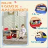 Mesa Infantil con 2 Sillas y 4 Cestas de Almacenamiento Juego de Muebles para Actividades para Niños de +3 Años ... - Ogal.Es