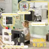 Torre de Aprendizaje Taburete Infantil con Pizarra Convertible en Mesa y Silla con Diseño de Coche Blanco y Gris - Ogal.Es