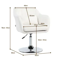 Sillón para Salón Giratorio 360° con Altura Ajustable Respaldo Envolvente Reposabrazos y Cojín 60x60x79-91 cm Bl... - Ogal.Es