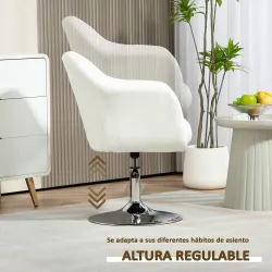 Sillón para Salón Giratorio 360° con Altura Ajustable Respaldo Envolvente Reposabrazos y Cojín 60x60x79-91 cm Bl... - Ogal.Es