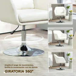 Sillón para Salón Giratorio 360° con Altura Ajustable Respaldo Envolvente Reposabrazos y Cojín 60x60x79-91 cm Bl... - Ogal.Es