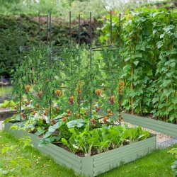 Juego de 3 Enrejados de Jardín Soportes para Plantas Trepadoras con Marco de Acero 38x38x182 cm Verde - Ogal.Es