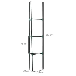 Juego de 3 Enrejados de Jardín Soportes para Plantas Trepadoras con Marco de Acero 38x38x182 cm Verde - Ogal.Es
