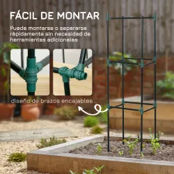 Juego de 3 Enrejados de Jardín Soportes para Plantas Trepadoras con Marco de Acero 38x38x182 cm Verde - Ogal.Es