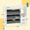 Organizador Infantil con Compartimentos 9 Cestas Extraíbles y Láminas de Pegatinas 92x30x80 cm Blanco - Ogal.Es
