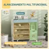 Organizador Infantil con Compartimentos 9 Cestas Extraíbles y Láminas de Pegatinas 92x30x80 cm Blanco - Ogal.Es