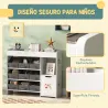 Organizador Infantil con Compartimentos 9 Cestas Extraíbles y Láminas de Pegatinas 92x30x80 cm Blanco - Ogal.Es