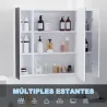 Armario de Baño con Espejo Luces LED Estantes Ajustables y USB Estilo Moderno 90x15x75 cm Blanco - Ogal.Es