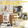 Torre de Aprendizaje para Niños de 3-6 Años con Pizarra y Barrera de Seguridad para Baño Cocina 55x52,5x87,5 cm ... - Ogal.Es