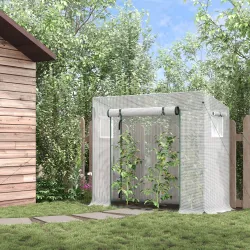 Invernadero de Exterior con Ventanas y Marco de Acero Invernadero para Cultivar Tomates Flores 200x76x168 cm Blanco - Ogal.Es