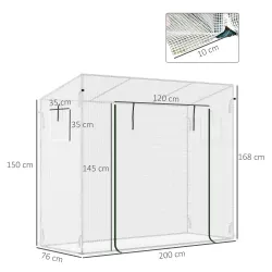 Invernadero de Exterior con Ventanas y Marco de Acero Invernadero para Cultivar Tomates Flores 200x76x168 cm Blanco - Ogal.Es