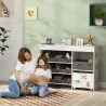Organizador Infantil con 11 Cestas Extraíbles Compartimentos y Láminas de Pegatinas 105x30x80 cm Blanco - Ogal.Es
