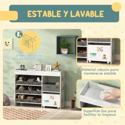 Organizador Infantil con 11 Cestas Extraíbles Compartimentos y Láminas de Pegatinas 105x30x80 cm Blanco - Ogal.Es