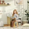 Juego de Escritorio Infantil con Silla Pupitre Infantil con Cajones Compartimento y Estantes Verde Claro y Blanco - Ogal.Es