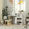 Juego de Escritorio Infantil con Silla Pupitre Infantil con Cajones Compartimento y Estantes Verde Claro y Blanco - Ogal.Es