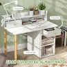 Juego de Escritorio Infantil con Silla Pupitre Infantil con Cajones Compartimento y Estantes Verde Claro y Blanco - Ogal.Es