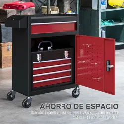 Carro de Herramientas Caja de Herramientas de Acero Carro de Taller con Ruedas Puerta y Cajones para Taller Gara... - Ogal.Es