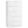 Cómoda con 5 Cajones Diseño Anti-vuelco Cajonera para Salón Pasillo 55x33x100 cm Blanco Brillante - Ogal.Es