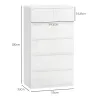 Cómoda con 5 Cajones Diseño Anti-vuelco Cajonera para Salón Pasillo 55x33x100 cm Blanco Brillante - Ogal.Es