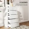 Cómoda con 5 Cajones Diseño Anti-vuelco Cajonera para Salón Pasillo 55x33x100 cm Blanco Brillante - Ogal.Es