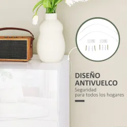 Cómoda con 5 Cajones Diseño Anti-vuelco Cajonera para Salón Pasillo 55x33x100 cm Blanco Brillante - Ogal.Es