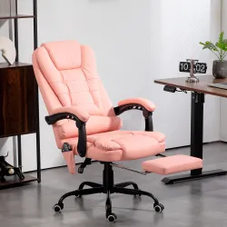 Silla de Oficina con 7 Puntos de Masaje con Reposapiés Retráctil Altura Ajustable Control Remoto y Tejido de PU ... - Ogal.Es