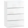 Cómoda con 4 Cajones Diseño Anti-vuelco Cajonera para Salón Pasillo 55x33x80 cm Blanco Brillante - Ogal.Es