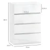 Cómoda con 4 Cajones Diseño Anti-vuelco Cajonera para Salón Pasillo 55x33x80 cm Blanco Brillante - Ogal.Es