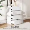 Cómoda con 4 Cajones Diseño Anti-vuelco Cajonera para Salón Pasillo 55x33x80 cm Blanco Brillante - Ogal.Es