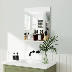 Espejo de Baño de Pared con Estante Abierto Espejo para Entrada Pasillo 50x12x60 cm Blanco - Ogal.Es
