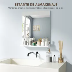 Espejo de Baño de Pared con Estante Abierto Espejo para Entrada Pasillo 50x12x60 cm Blanco - Ogal.Es