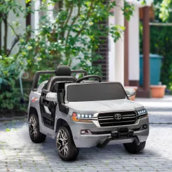 Coche Eléctrico para Niños de +3 Años Toyota LAND CRUISER con Batería 12V Mando a Distancia y Música MP3 Gris - Ogal.Es