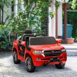 Coche Eléctrico para Niños de +3 Años Toyota LAND CRUISER con Batería 12V Mando a Distancia y Música MP3 Rojo - Ogal.Es