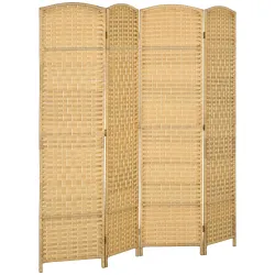 Separador de Ambientes de 4 Paneles Biombo Plegable 180x180 cm Pantalla de Privacidad de Polipropileno Natural - Ogal.Es